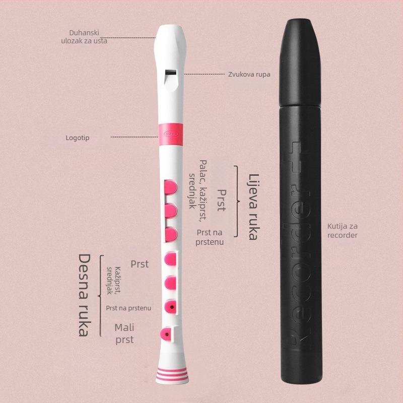 NUVO plastični rekorder, izrađen od smole, kartonsko pakiranje, početnički glazbeni instrument