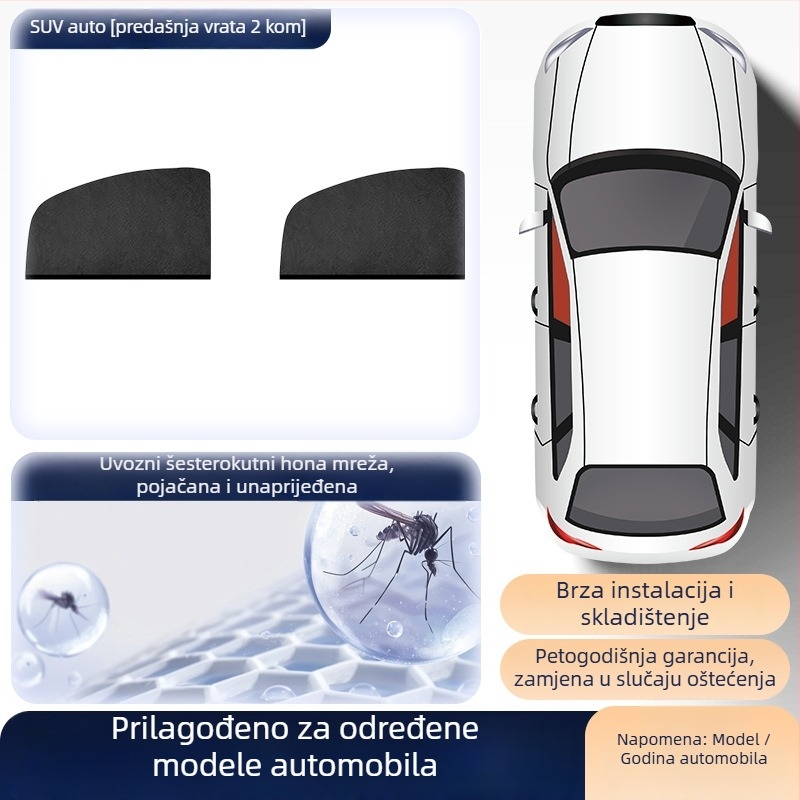 Mreža protiv komaraca za bočne prozore automobila – mreža za insekte za univerzalne bočne prozore, sjenilo, minimalistički stil, prilagodljivo