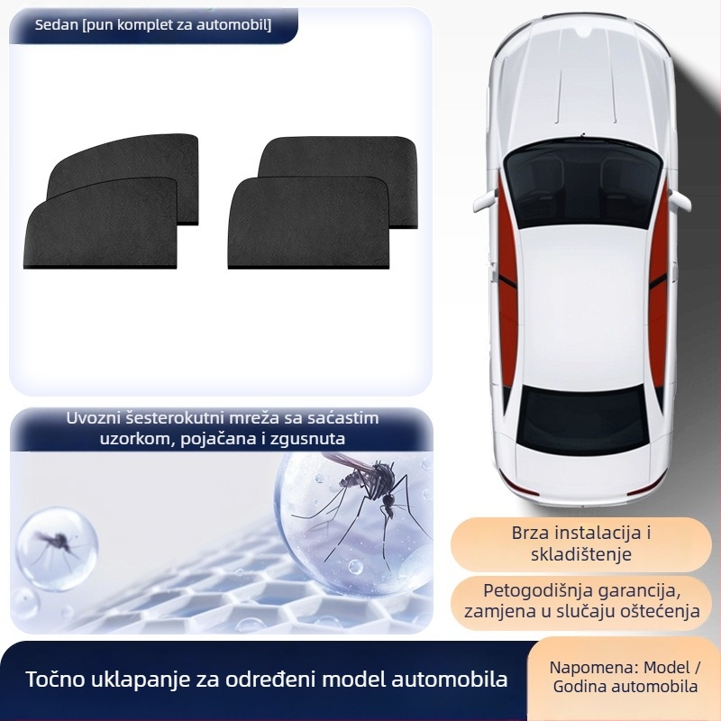 Mreža protiv komaraca za bočne prozore automobila – mreža za insekte za univerzalne bočne prozore, sjenilo, minimalistički stil, prilagodljivo