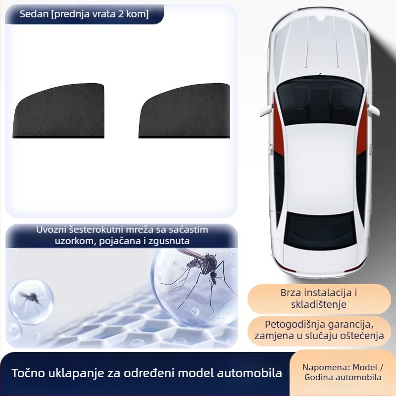 Mreža protiv komaraca za bočne prozore automobila – mreža za insekte za univerzalne bočne prozore, sjenilo, minimalistički stil, prilagodljivo