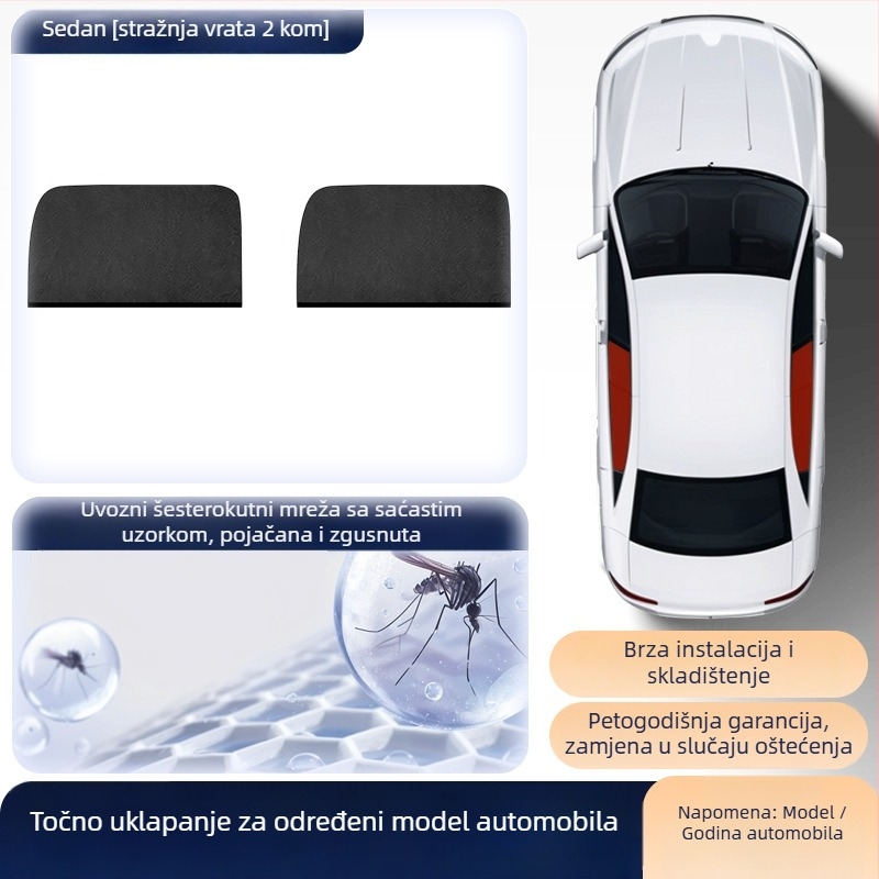 Mreža protiv komaraca za bočne prozore automobila – mreža za insekte za univerzalne bočne prozore, sjenilo, minimalistički stil, prilagodljivo