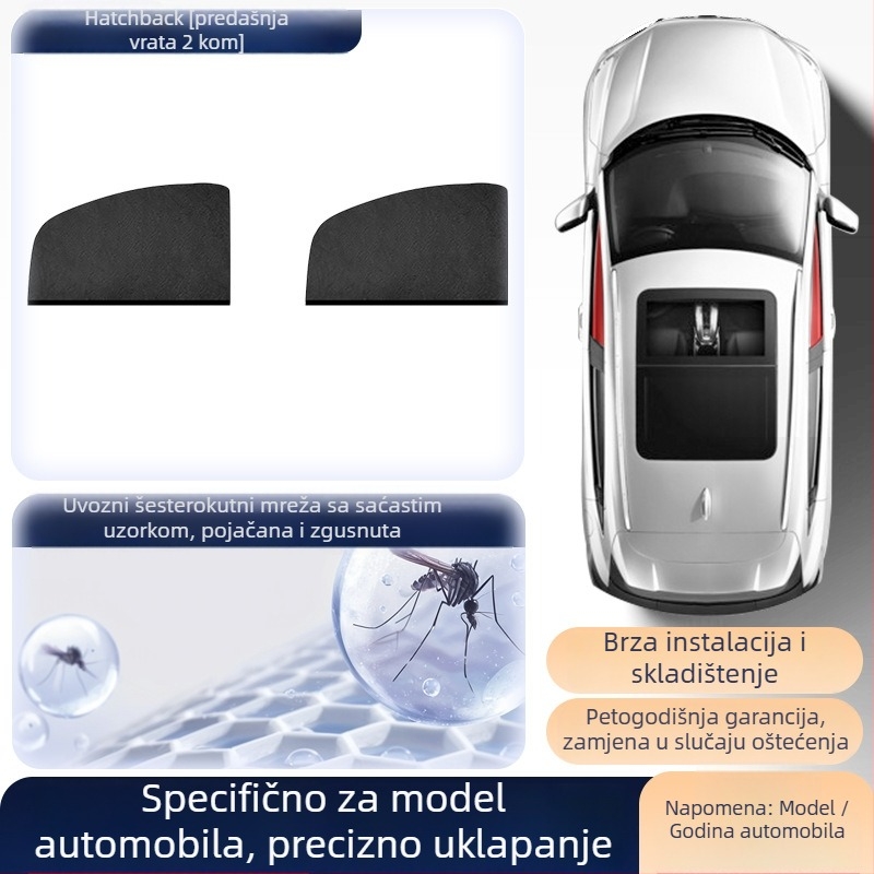 Mreža protiv komaraca za bočne prozore automobila – mreža za insekte za univerzalne bočne prozore, sjenilo, minimalistički stil, prilagodljivo