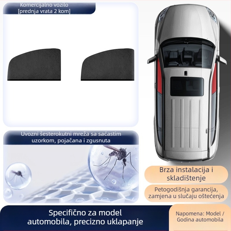 Mreža protiv komaraca za bočne prozore automobila – mreža za insekte za univerzalne bočne prozore, sjenilo, minimalistički stil, prilagodljivo