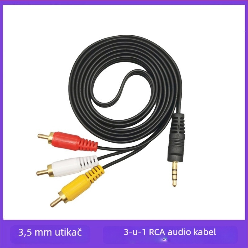 AV audio kabel 3,5 mm, 1 na 2 razdvojni kabel, zlato pozlaćen, CCA vod, duljina 1,5–20 m