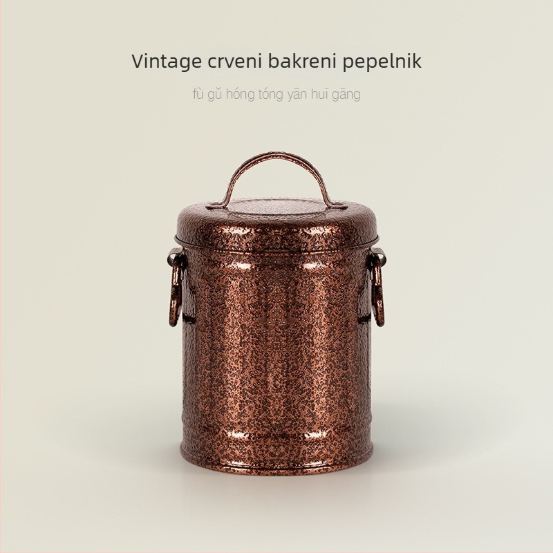 Pepeljarka od galvaniziranog metala u obliku kante, s poklopcem, retro stil, skladištenje, prilagodljivo