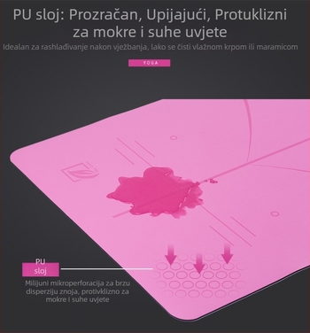 Prilagodljiva gumena joga podloga – ekološki debela fitness podloga s logotipom i linijom poravnanja tijela