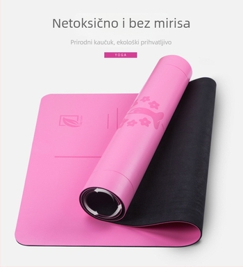 Prilagodljiva gumena joga podloga – ekološki debela fitness podloga s logotipom i linijom poravnanja tijela
