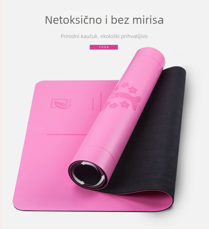 Prilagodljiva gumena joga podloga – ekološki debela fitness podloga s logotipom i linijom poravnanja tijela