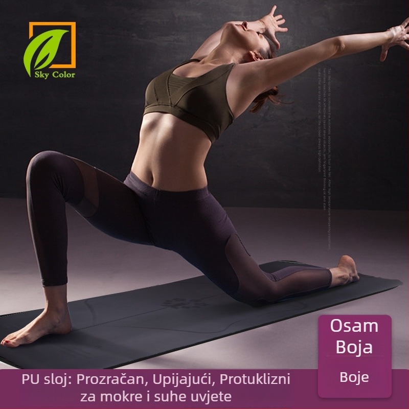 Prilagodljiva gumena joga podloga – ekološki debela fitness podloga s logotipom i linijom poravnanja tijela