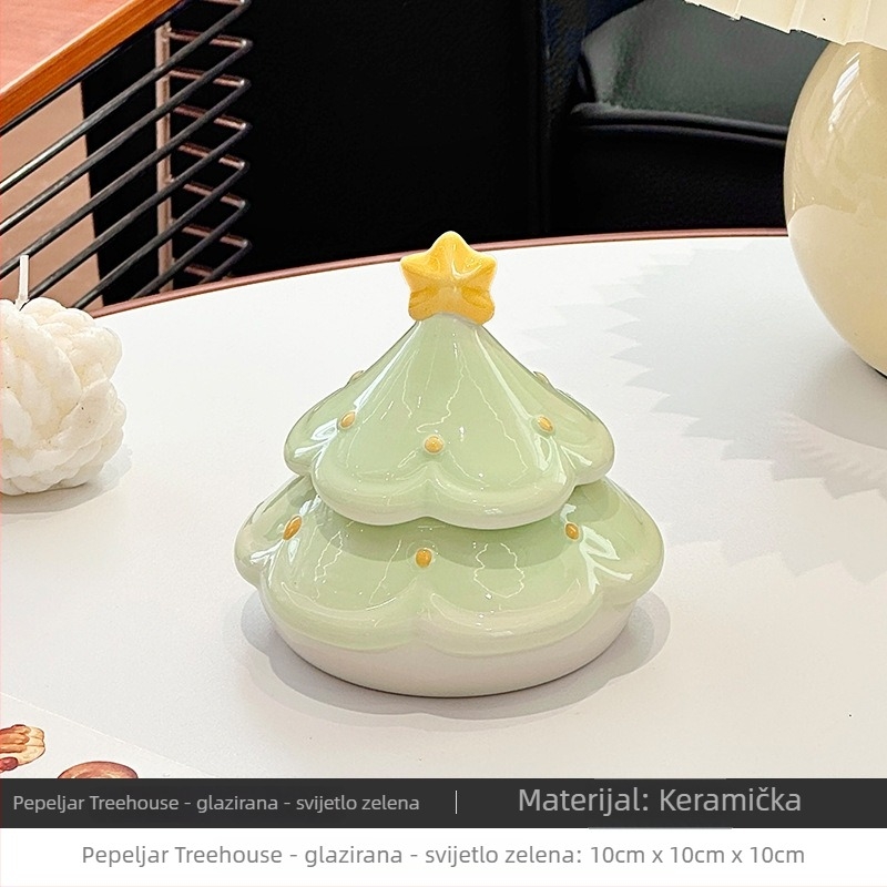 Keramički pepelnik s motivom kućice na drvetu, glazirani završetak, moderni minimalistički stil, marka Confused craftsman, bez prilagođavanja, bez uvoza