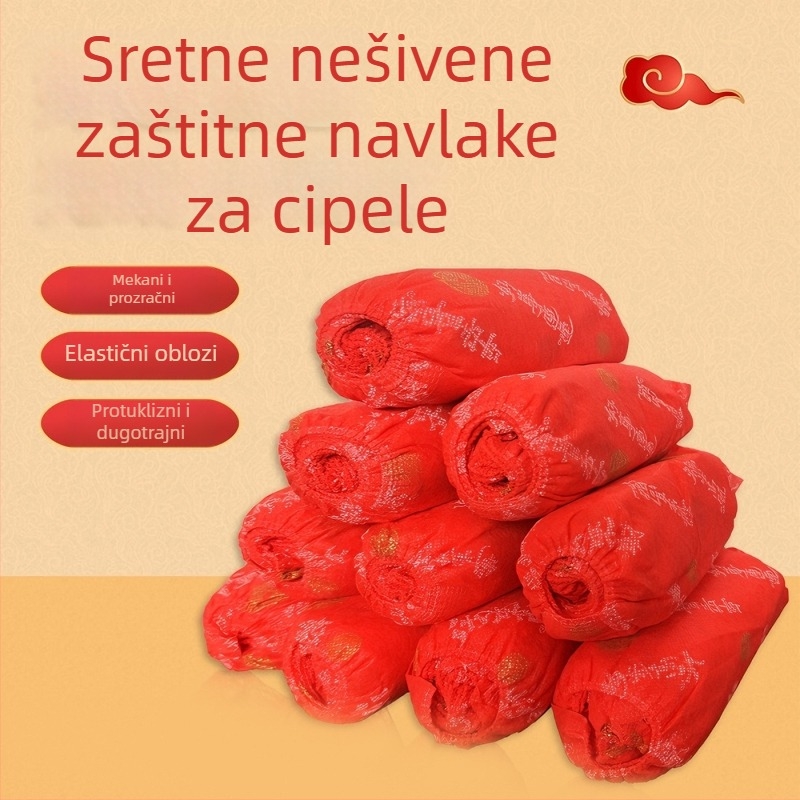 Jednokratne navlake za obuću | Netkani materijal | Povećana protuklizna površina | Sretan svečani uzorak | Tisak logotipa