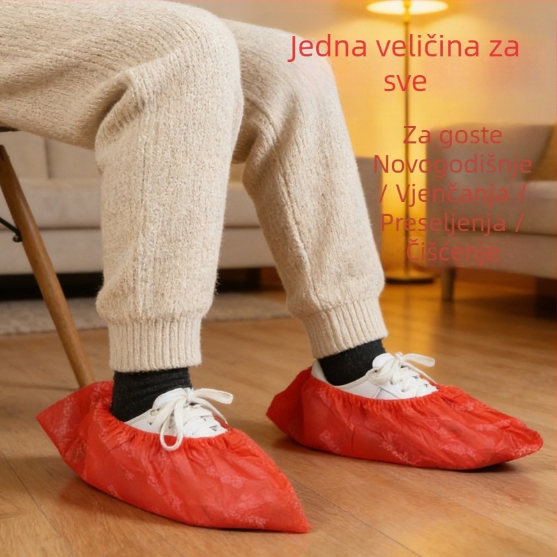 Jednokratne navlake za obuću | Netkani materijal | Povećana protuklizna površina | Sretan svečani uzorak | Tisak logotipa