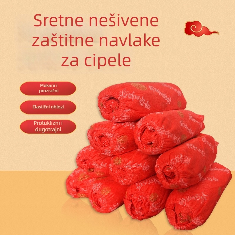 Jednokratne navlake za obuću | Netkani materijal | Povećana protuklizna površina | Sretan svečani uzorak | Tisak logotipa