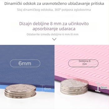 TPE podloga za jogu s crtama držanja tijela, 6 mm, višenamjenska ekološki prihvatljiva joga oprema, prijenosna