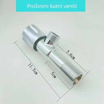 Trokutasti bakreni ventil s produženim tijelom, ugradnja u zid, keramičko jezgro ventila, nominalni tlak 0,8 MPa, za kupaonicu i kuhinju