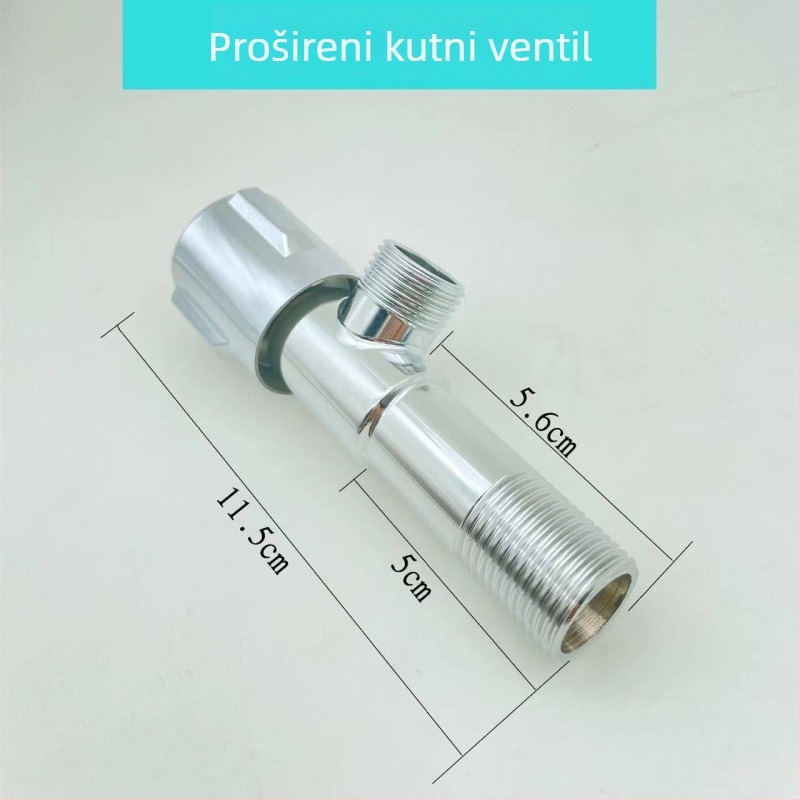 Trokutasti bakreni ventil s produženim tijelom, ugradnja u zid, keramičko jezgro ventila, nominalni tlak 0,8 MPa, za kupaonicu i kuhinju