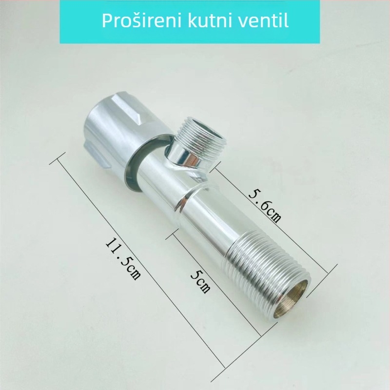 Trokutasti bakreni ventil s produženim tijelom, ugradnja u zid, keramičko jezgro ventila, nominalni tlak 0,8 MPa, za kupaonicu i kuhinju