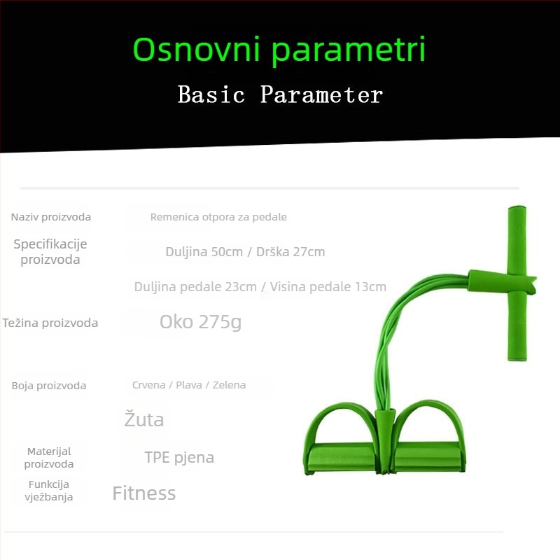 Pedalni napinjač za trbušne vježbe – Mysports, ABS materijal, kućni joga pedal, Sit‑up pomoć, Pilates elastično uže