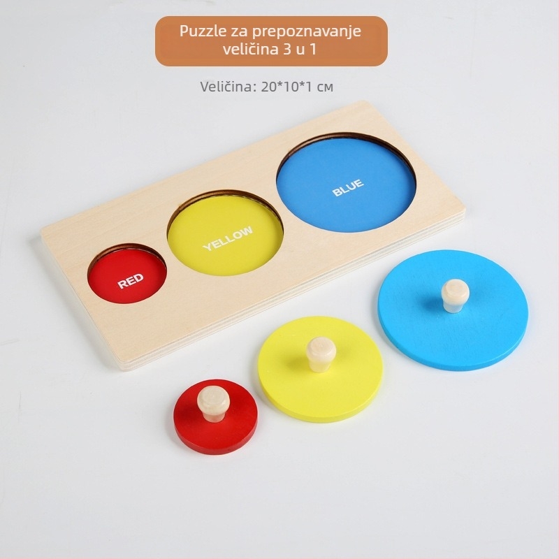 Montessori drveni geometrijski panel – ručni trodimenzionalni puzzle za bebe (0–3 godine) uz mogućnost prilagodbe uzorka