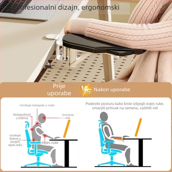 Kreativna podrška za ruku i lakat, bez bušenja, ublažava napetost u ruci, podložak za zglob miša, sklopivo i okretno proširenje radne površine