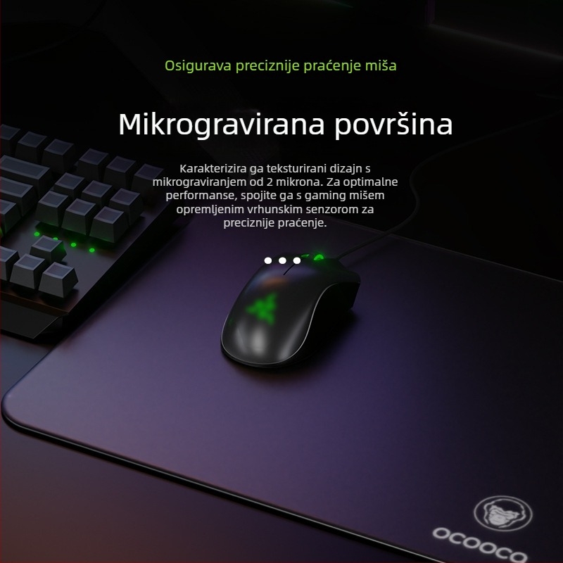 Podloga za miš za igranje od potpuno kaljenog stakla, jednostrana, podrška zapešća, protuklizna, OEM prilagodljivo