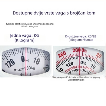 Henset elektronička vaga za odrasle, kapacitet 130 kg, mjeri tjelesnu težinu.