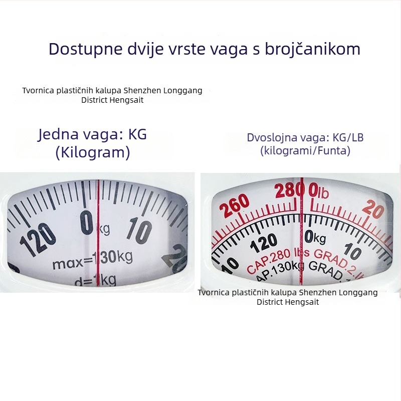 Henset elektronička vaga za odrasle, kapacitet 130 kg, mjeri tjelesnu težinu.