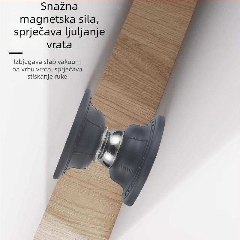 Magnetni dverni stopper na zid – ultra kratak, silikon podloga, bez bušenja, tih rad