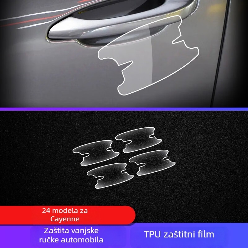 TPU unutarnja zaštitna folija za Porsche Cayenne — instrumentni i navigacijski prikaz, središnja konzola i mjenjač — monolitno oblikovanje, otporno na visoke/niske temperature, otporno na ogrebotine i habanje, protiv otiska prsta i masnih mrlja