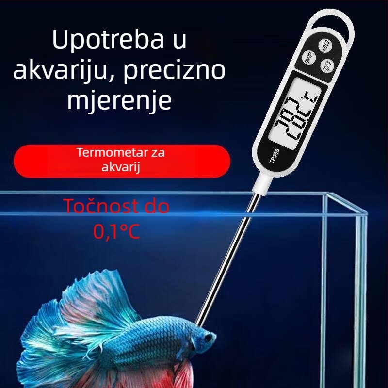Visokoprecizni digitalni termometar za akvarij s senzorom od nehrđajućeg čelika za akvarije s ribama i kornjačama
