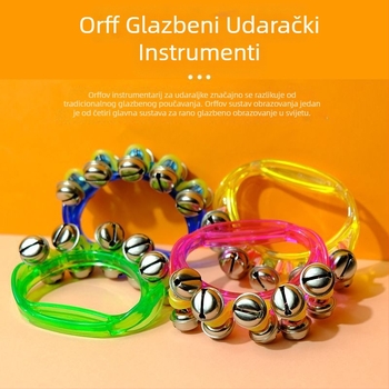 Ručni zvončić za djecu s polukružnim zvonom i užetom – Orffov glazbeni instrument za nastavu za djecu 0–3 godine