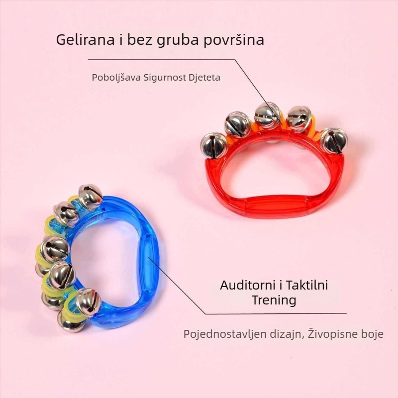 Ručni zvončić za djecu s polukružnim zvonom i užetom – Orffov glazbeni instrument za nastavu za djecu 0–3 godine