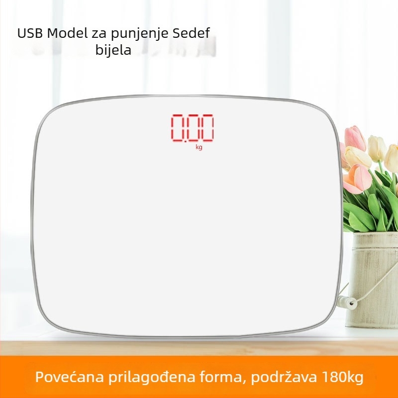 Chunkai kućna elektronička vaga s kaljenim staklom pločom, maksimalna nosivost 180 kg