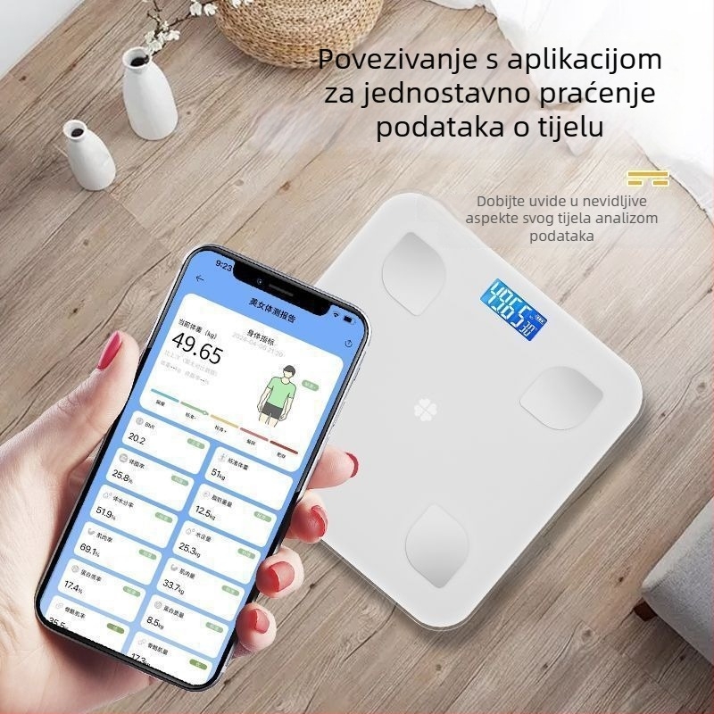 Inteligentna vaga za tjelesnu masnoću i mjerenje težine – elektronička vaga za odrasle, jednostavan dizajn