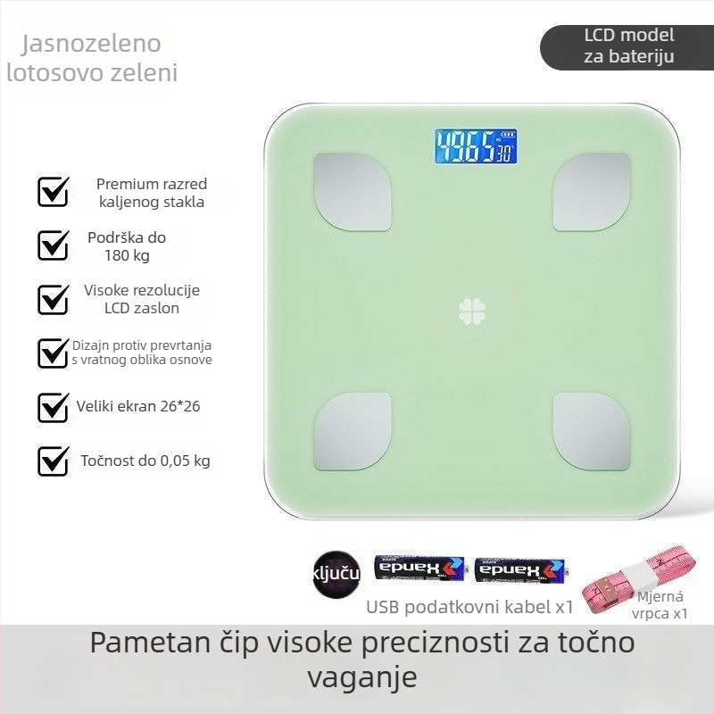 Inteligentna vaga za tjelesnu masnoću i mjerenje težine – elektronička vaga za odrasle, jednostavan dizajn