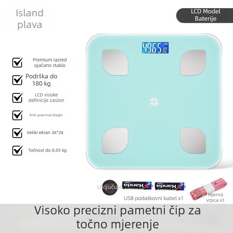 Inteligentna vaga za tjelesnu masnoću i mjerenje težine – elektronička vaga za odrasle, jednostavan dizajn
