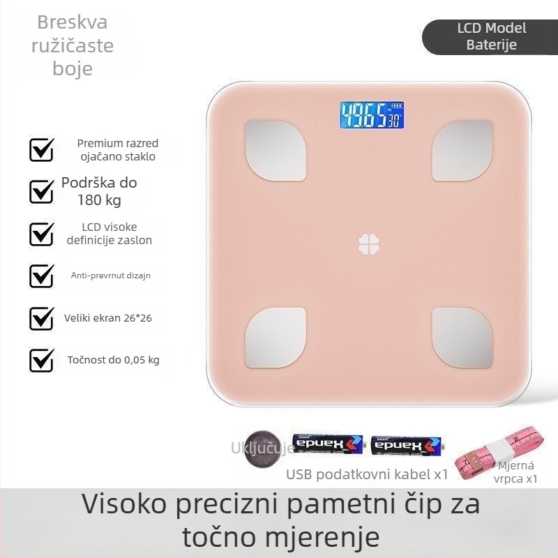 Inteligentna vaga za tjelesnu masnoću i mjerenje težine – elektronička vaga za odrasle, jednostavan dizajn