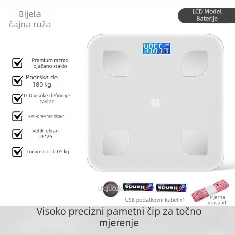 Inteligentna vaga za tjelesnu masnoću i mjerenje težine – elektronička vaga za odrasle, jednostavan dizajn