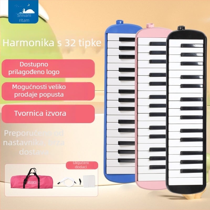 32 tipki harmonika s mekanim futrolom za djecu, početnici, plastično tijelo, 101+ demo pjesama