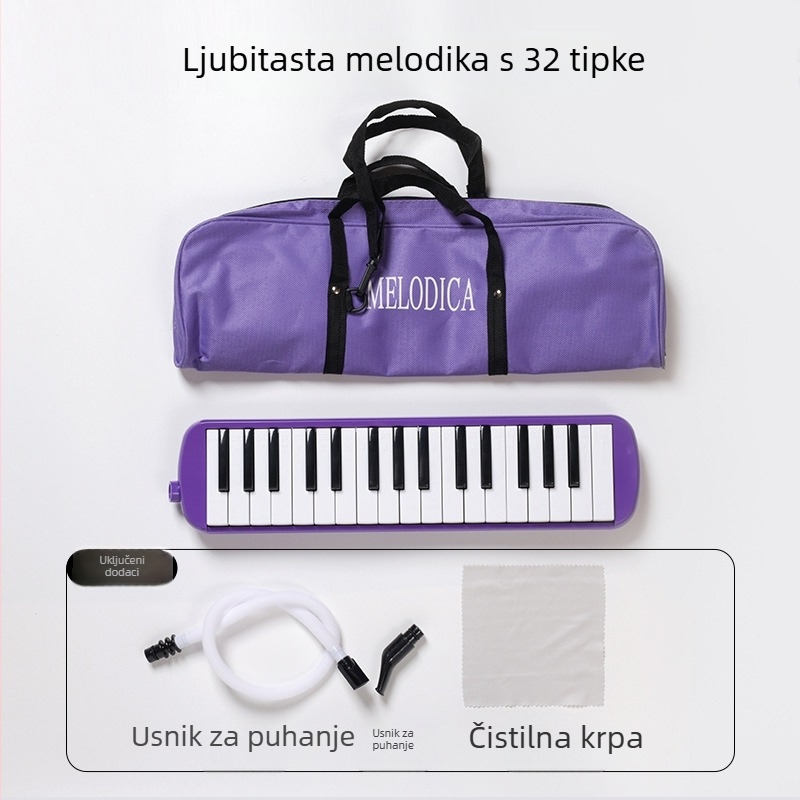 32 tipki harmonika s mekanim futrolom za djecu, početnici, plastično tijelo, 101+ demo pjesama