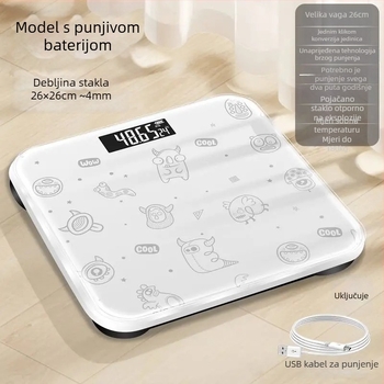 Bluetooth vaga za tjelesni postotak masti – karikatura dizajn, kućna upotreba, max 180 kg, marka Beautiful
