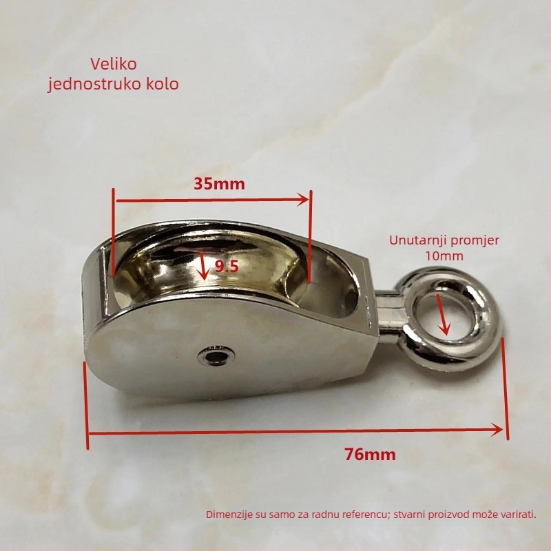 Remenica od cinkovog legura, mala remenica za ventilaciju staklenika; vanjski promjer 1 mm, promjer osovine 1 mm, radijus žljeba za uže 1 mm, debljina zida 1 mm