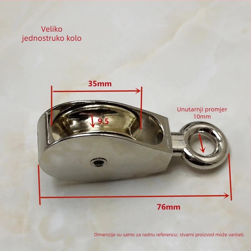 Remenica od cinkovog legura, mala remenica za ventilaciju staklenika; vanjski promjer 1 mm, promjer osovine 1 mm, radijus žljeba za uže 1 mm, debljina zida 1 mm