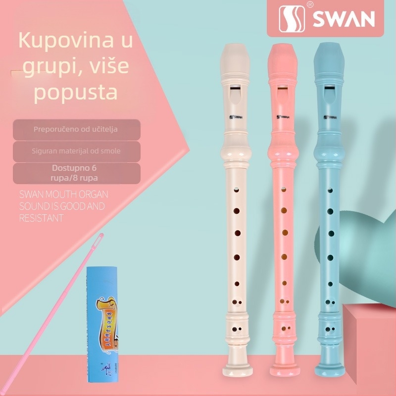 Swan rekorder njemačkog stila, 8 otvora i 6 otvora, za djecu i početnike, visoki registr, uz torbu