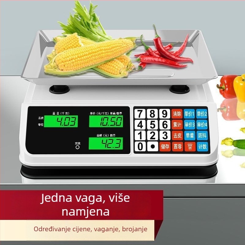 Elektronska vaga za povrće i voće – kućna i mala poslovna uporaba, precizno određivanje cijena