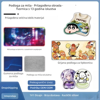 Reklamna podloga za miš s otiskom logotipa, toplinski prijenos, podrška zapešća, protuklizna, izrađena po slici
