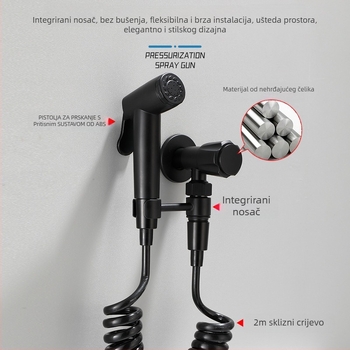 Spray pištolj za kupaonicu od nehrđajućeg čelika, model JF-G03, unutarnji promjer 15 mm, 4-navojno spoj, moderni minimalistički stil