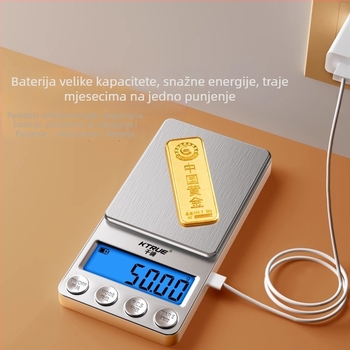 Zlatna elektronička vaga za nakit s točnošću 0.001 g, mjerenje u gramama