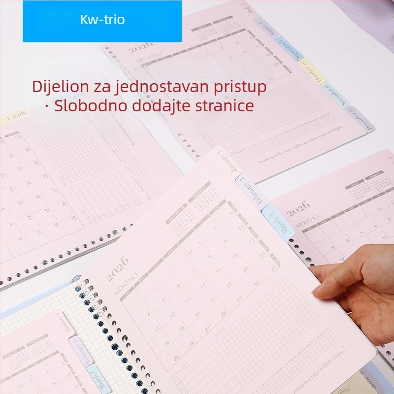 Kalendar s listovima Gy-a4 Plan 2026, 13 listova, papir s dvostrukim offsetom, Kw-trio Kedeyou