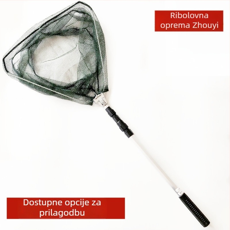 Integrirana trokutasta sklopiva ribarska mreža od aluminijskog legura, promjer otvora 40, dubina mreže 40, fino sito, sklopiva, nosivost 2 kg